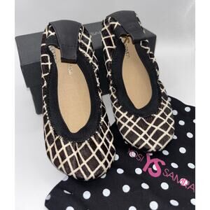Yosi Samra Girl's Kid's Black/Tan Flats, Shoes Size 9C (child), Pony Hair